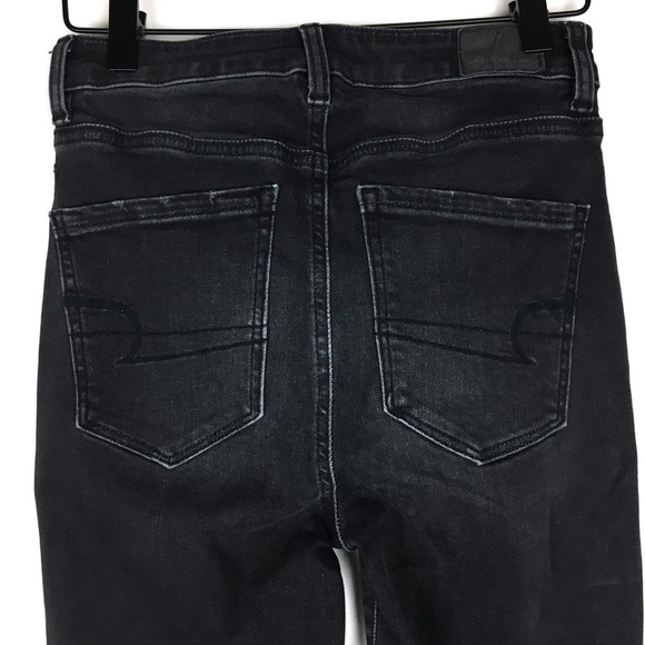 AMERICAN EAGLE Jeans Highest Rise Jegging Crop Faded Black Wash Size 4 Regular - Picture 5 of 15